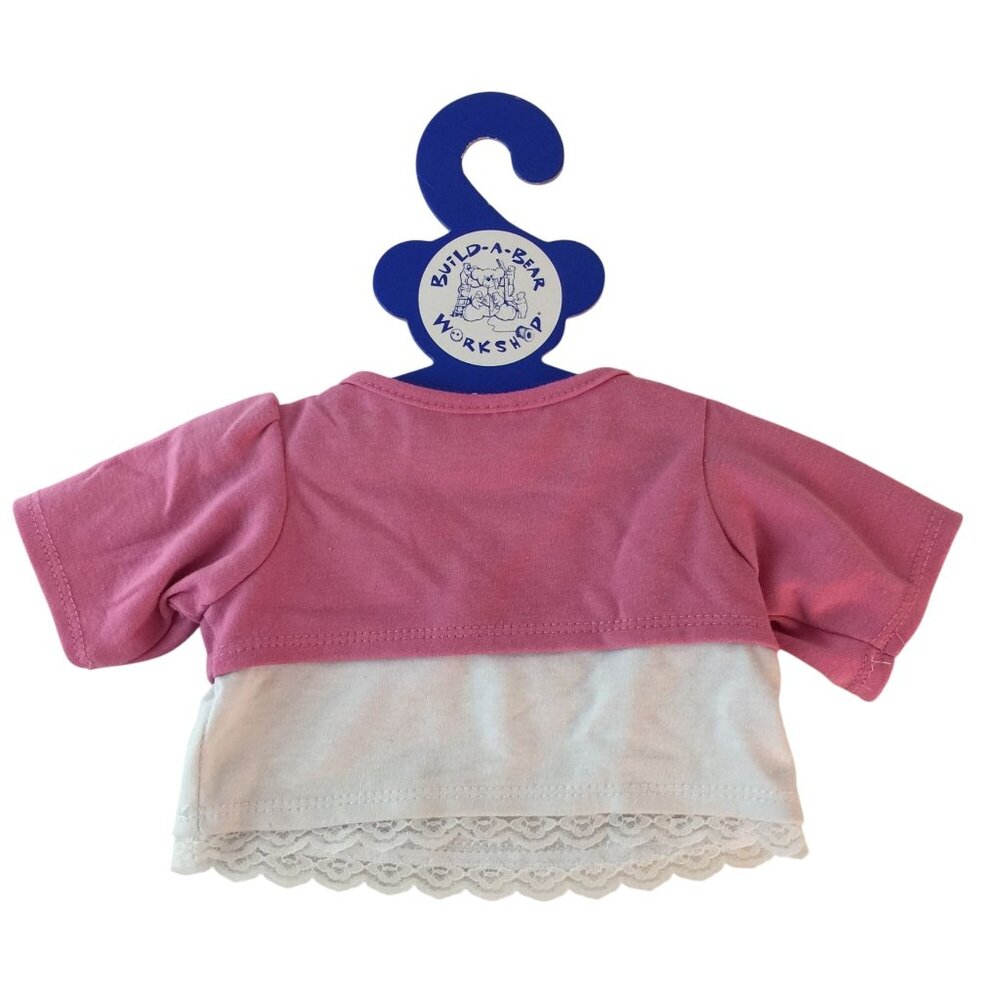 Build A Bear Clothes Pink Floral Shirt & Denim Skirt Sandals Sequin Purse Hanger - Picture 3 of 9